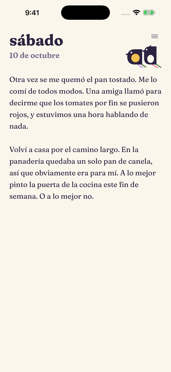 La página de hoy en Daymint, con unas líneas escritas.