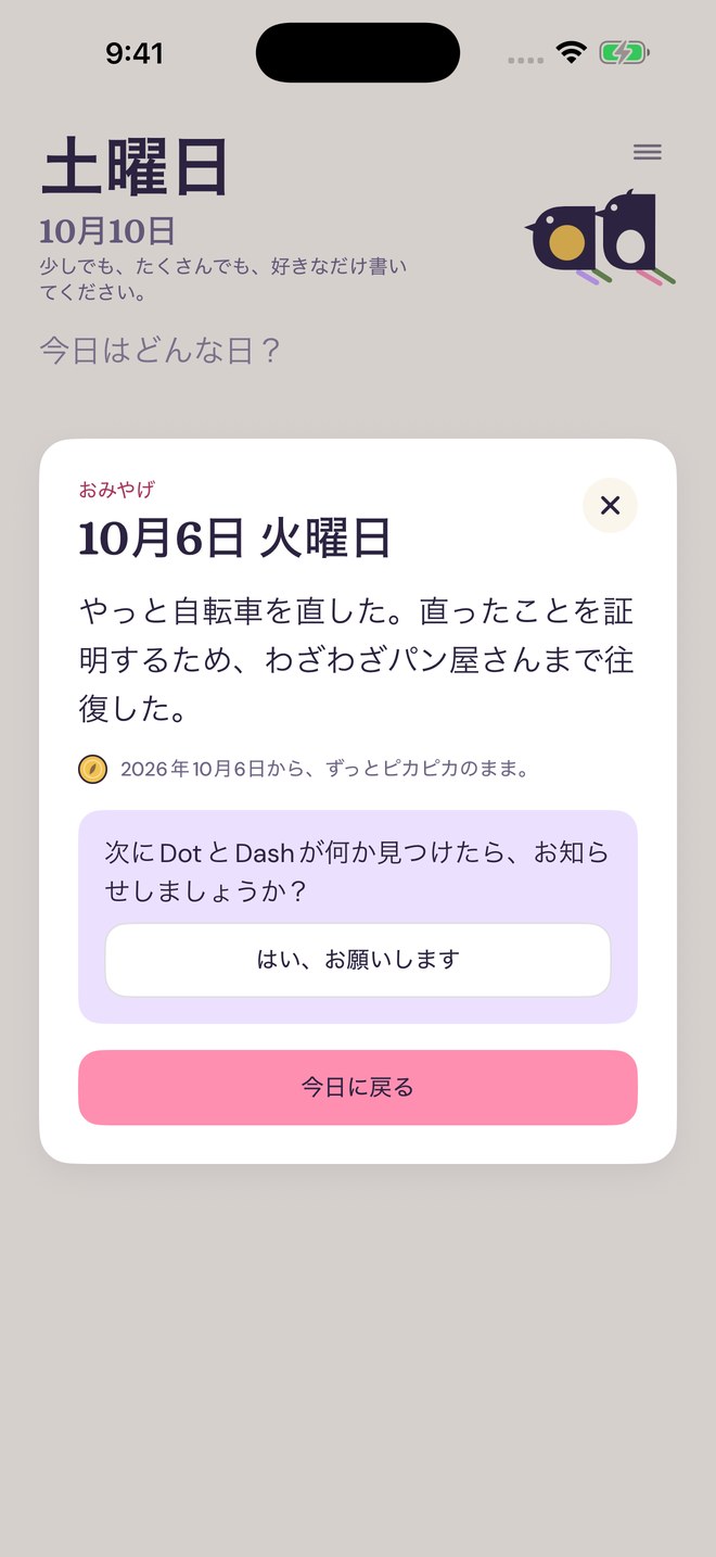 おみやげ:DotとDashが持ってきてくれた、ある火曜日の昔のページ。